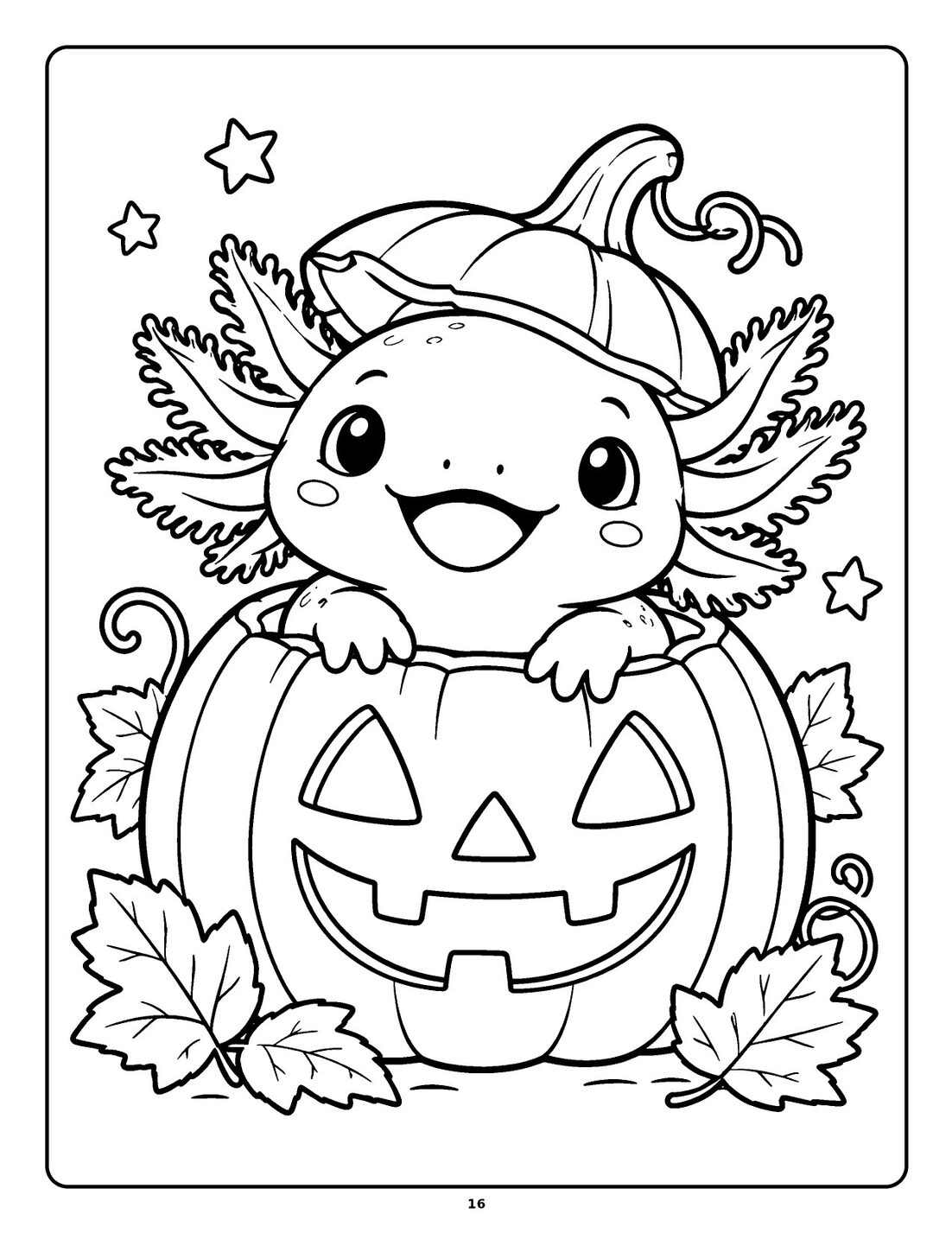 Axolotl in a Pumpkin – Line art