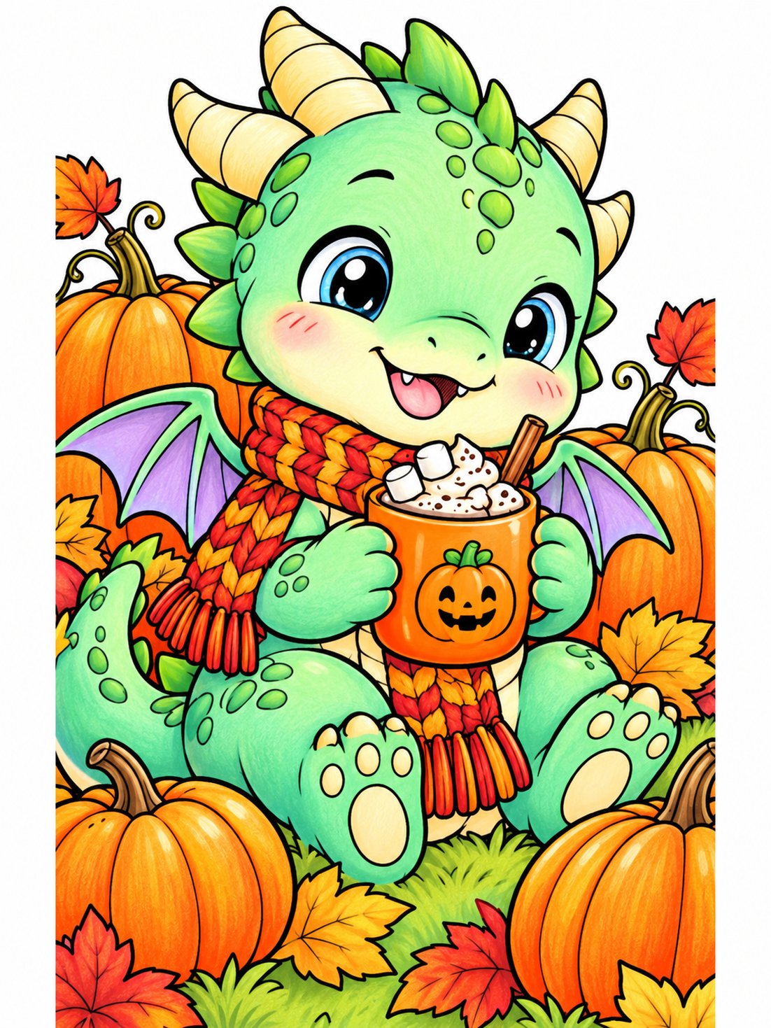 Baby Dragon with Hot Cocoa